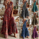 Toloer 2023 New Dress Waist Floral Print Dress-Outfit