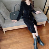 Toloer Design Sense Small Temperament Small Black Dress Waist Show Thin Skirt Hepburn Style Dress Female Summer-Outfit