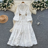 Temperament Three-Dimensional Flowers V-Neck Long-Sleeved Dress Women Slim Thin Inside Sweater Skirt Autumn And Winter