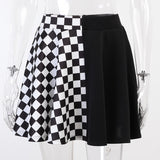 Dark Fashion Thousand Bird Plaid Spliced Skirt 2024 Summer French High Waist Style-Outfit