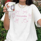 Coquette Bow Print Oversized Short Sleeve Tee-Outfit
