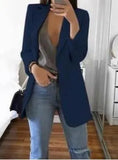 2022 New Solid Color Fashion Casual Suit Collar Long Sleeve Slim Temperament Coat Women Large Size Hot Sale