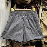 Shorts Women Summer Spicy Girl High Waist Loose A-line Versatile Wide Leg Drawstring Quick Dried Casual Short Pants-Outfit