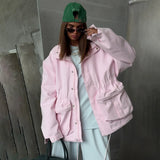 Solid Color Collection Waist-Fitting Wind Coat Drawstring Adjustment Waist Loose Tide High-Sensing