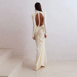 New Women's Long-Sleeved Folded Splicing Thin Dress Dress
