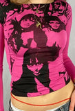 Screen Print Long Sleeve Tee-Outfit