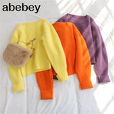 Short knitted Sweater Women 2022 New Pullover Autumn Winter loose Outer Wear Student Base Thick Lazy female Top