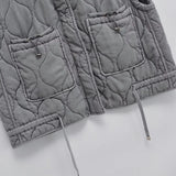 Autumn 2025 New Women's Gray Collar Sleeveless Cotton Vest