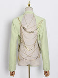 Toloer Back Careful Machine Coat 2024 New Street Wind Irregular Metal Chain Small Suit Woman-Outfit
