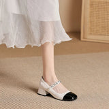 Toloer New Thick Heel Single Shoes Women's Color Light Mouth With Skirt Korean Version Of Single Shoes Professional Commuting Mary Jane Women's
