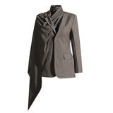 Small Suit Woman 2025 Autumn And Winter New Personality Wear Shawl Design Long-Sleeved Blazer Women's