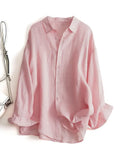 Toloer New Women's Spring And Summer Comfortable Cotton Long Sleeve Sunscreen Shirt Thin Loose Air-Conditioning Shirt Casual Shirt