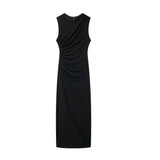 Women's Clothing 2025 Spring New Sleeveless Folding Decorative Fan Flute Dress Dress