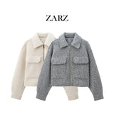 Homemade New Women's Basic Long-Sleeved Clip Short Jacket Jacket