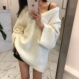 Maxi Female Sweater Women Winter Pullover Knitting Overszie Long Sleeve Girls Tops Loose Sweaters Knitted Outerwear Thick