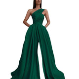 2025 New Sexy Open Fork And Slanted Shoulder Dress Dress Dress Evening Dress