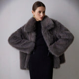 2025 Solid-Color Artificial Fur Coat Female Coat Elegant
