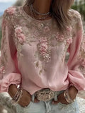 New Hot 3D Printed Ladies Round-Neck Long Sleeve Retro Bohemian