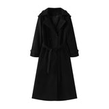 Autumn New Women's Retro Leisure Double Buckle With Belt Long Hair
