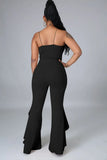 Strap Crop Top and High Waist Bell Pants Two Piece