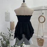 Shooting Holiday Wind Bra Strap With Bow Irregular Dress Loose Thin Short Sleeveless Top