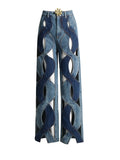 Toloer Jeans Female Autumn 2024 New Niche Wind Contrast Color Twist Hollow Out Metal Buckle Wide Leg Long-Outfit