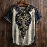 Men's Short-Sleeved Casual V-Neck T-Shirt 3D Digital Print