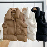 Autumn And Winter Cotton Vest Korean Version Small Fragrant Wind Collar New Sleeveless Cotton Jacket Vest Wear Horse Jacket Tide-Outfit