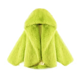 Neon Faux Fur Hooded Coat-Outfit