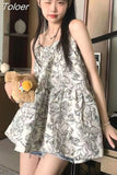 Summer Tanks 2023 Ropa Mujer Sweet Print Backless Loose Camis Oversized Tops Fashion Korean Sling Vest Women's
