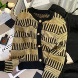 Xiaoxiangfeng Knitted Cardigan Female Spring And Autumn 2023 New Style Loose Top Short Hit Color Sweater Jacket-Outfit