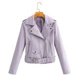 2022 Spring Autumn Pu Faux Leather Jacket Women Solid Zipper Slim Short Biker Jackets Coat Female