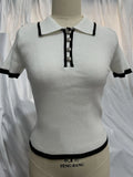 Short-Sleeved Collar Top 2025 Summer New Thread Tightness Temperament Knitted
