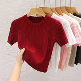 Sweater Woman 2025 Spring And Summer New T-Shirt High-End Design Sense With Knitted Shirt Pure Desire