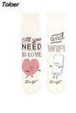 Women's Socks Christmas Peonfly Fashion Harajuku Cute Cartoon Animal Cat Dog Printed Socks Funny Skate Cotton Happy