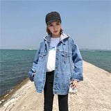 2020 Spring And Autumn New Ins The Same Fashion Denim Jacket Female Net Red Hooded Women's Casual Jacket-Outfit