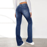 Women's Micro-Tipped Jeans 2025 Summer New Retro Water Wash Elastic Trousers
