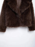 Brown Faux Fur Coat Jacket-Outfit