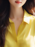 Toloer Sense Gentle Windy Yellow Beautiful Shirt Simple Commute Small Fashion Age-Dense Stated Set-Tite Shirt