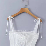 New Solid Color Lace Lace Trim Small Sling Blouse-Outfit