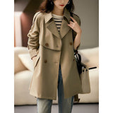 Orange Advanced Sense Of Short Elegant And Spontaneous Trench Coat Female 2024 Spring New Stylish Three-Dimensional Silhouette-Outfit