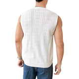 Toloer Men's New Solid Color Sweater Fashion Men's Sleeveless Jacket Hollow Out Breathable Round Collar Recreational