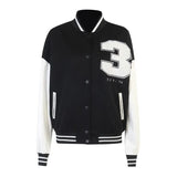Autumn Winter Oversized Jackets Women 2022Fashion Letter Embroidery Baseball Varsity Black Loose Long Sleeve Y2K