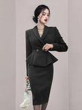 Wind OL Professional Ass Suit Dress Woman 2025 Korean Version Of Temperament Coat High Waist Half Skirt Two