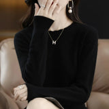 Waxy Leisure Lace Round Neck Bottomed Sweater Women's New Foreign Style 2024 Autumn / Winter Sweater Long-Sleeved Sweater-Outfit