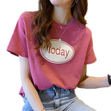 Toloer T-Shirt Women Ins Fashion 2024 New Summer Korean Edition Versatile Student Letter Print Top Women's