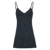 Toloer Pastoral Girl Wind V Gets Broken Flower Condole Belt Skirt Female New Versatile Show Thin Sexy High Waist Dress-Outfit
