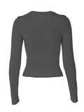 Solid Color Long Sleeve Top-Outfit