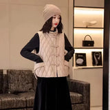 New Chinese Style Dish Buckle White Duck Down Down Vest Female Wear Winter New Fashion Diamond Large Size Vest Down Liner-Outfit