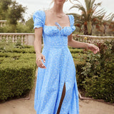 Women's Temperament Floral Lace With Short Lotus Leaf Side Holiday